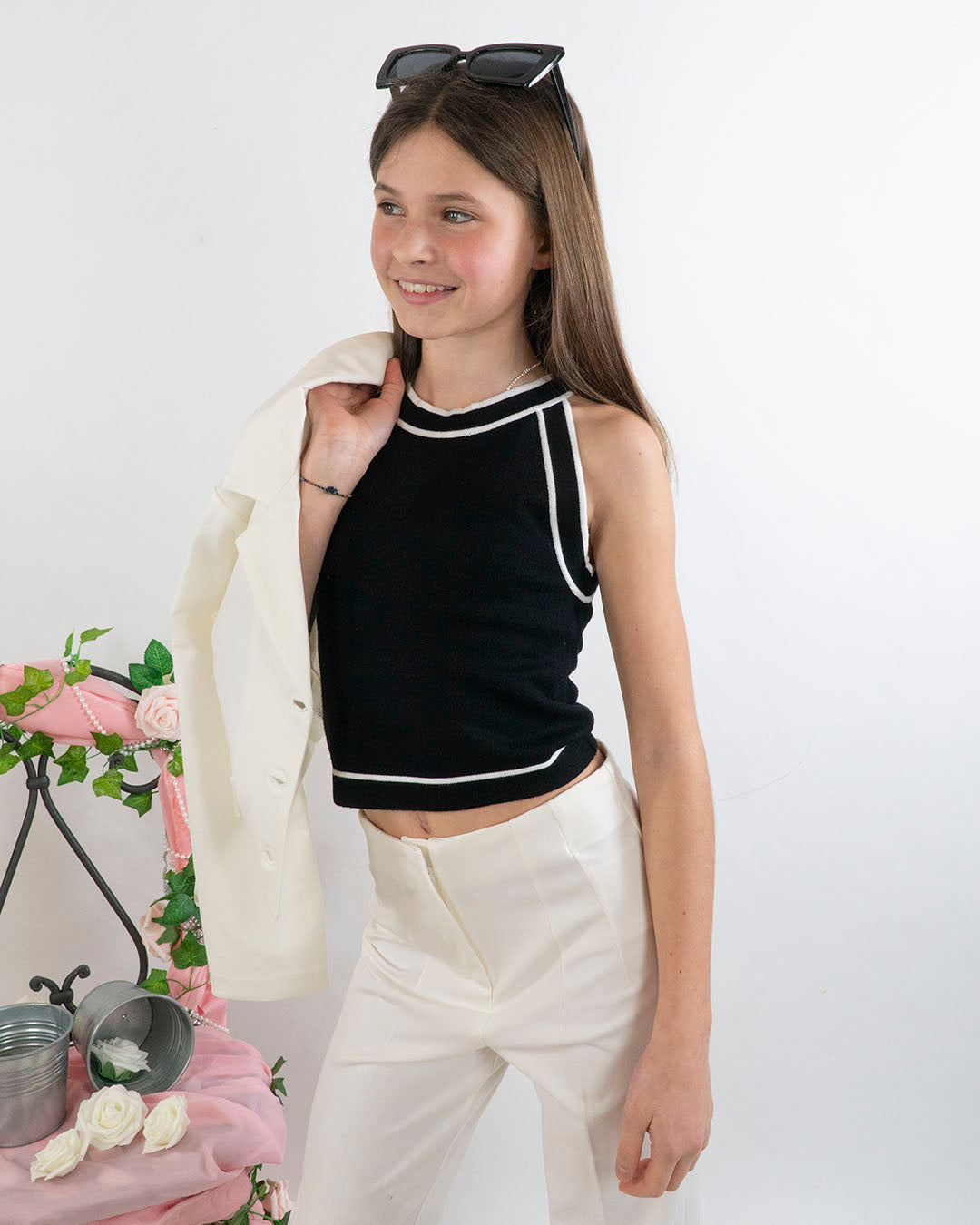 Top in tricot con profili a contrasto MAYORAL