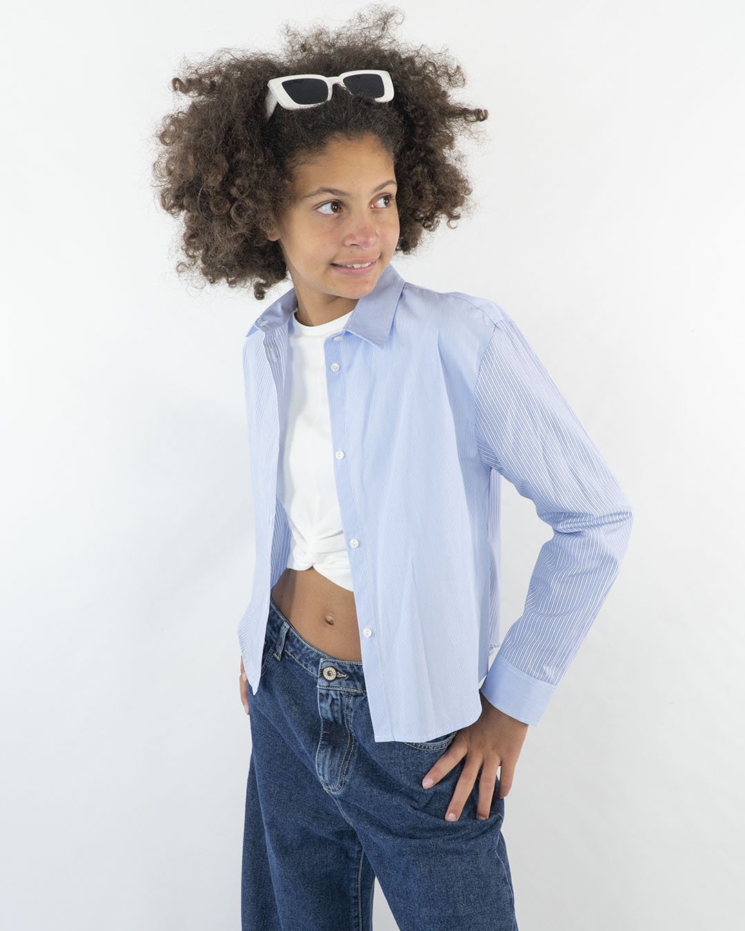 Camicia corta con tessuto a righe varie PLEASE