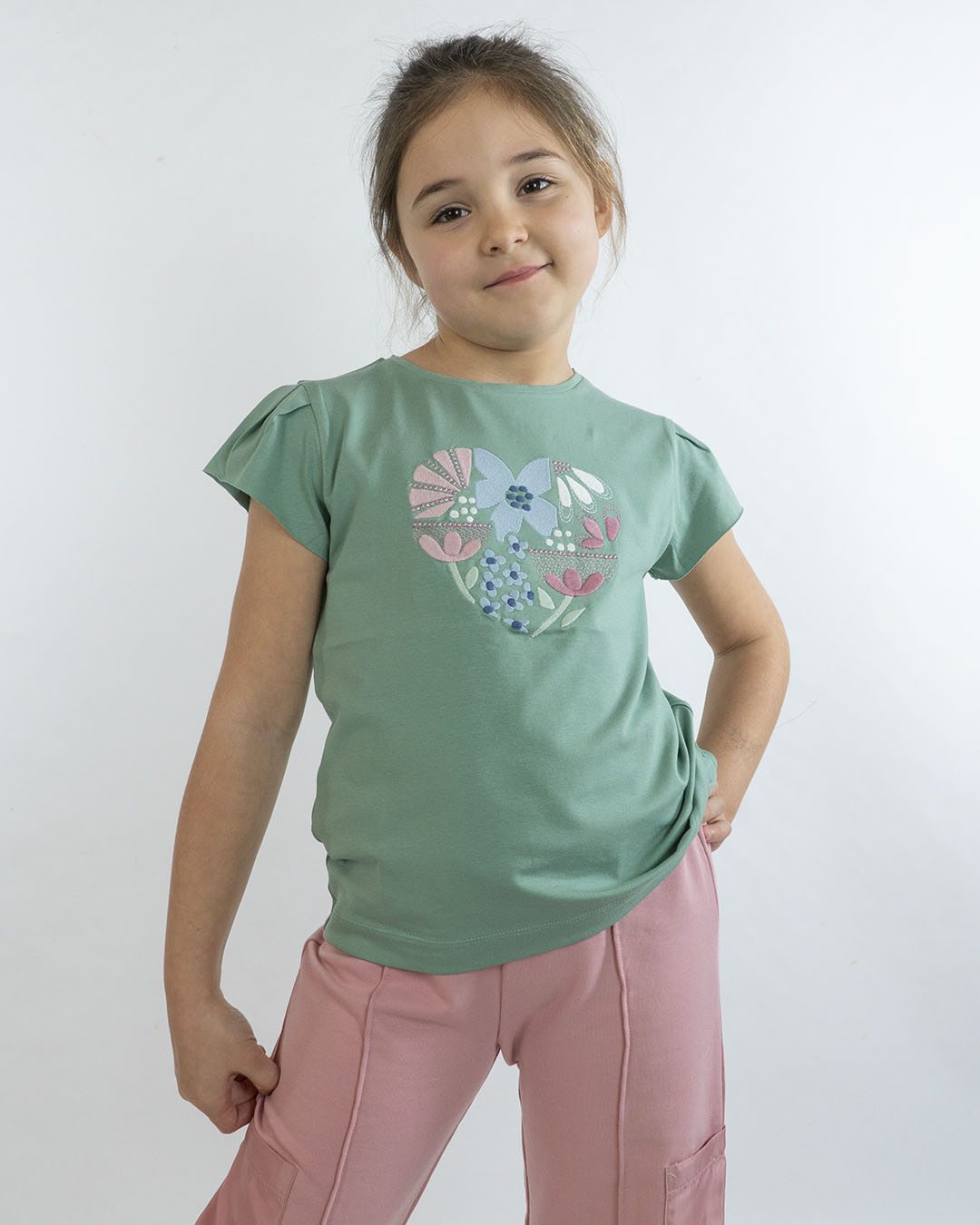 T-shirt manica corta con fiori ricamati MAYORAL