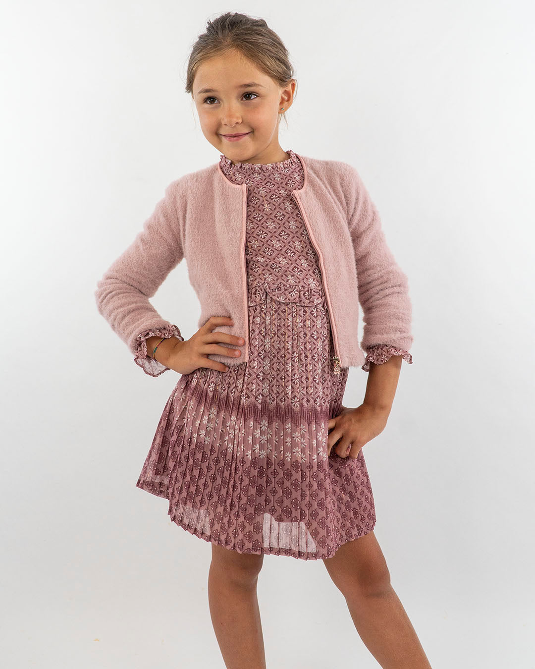 Cardigan peloso con bordi ecopelle MAYORAL