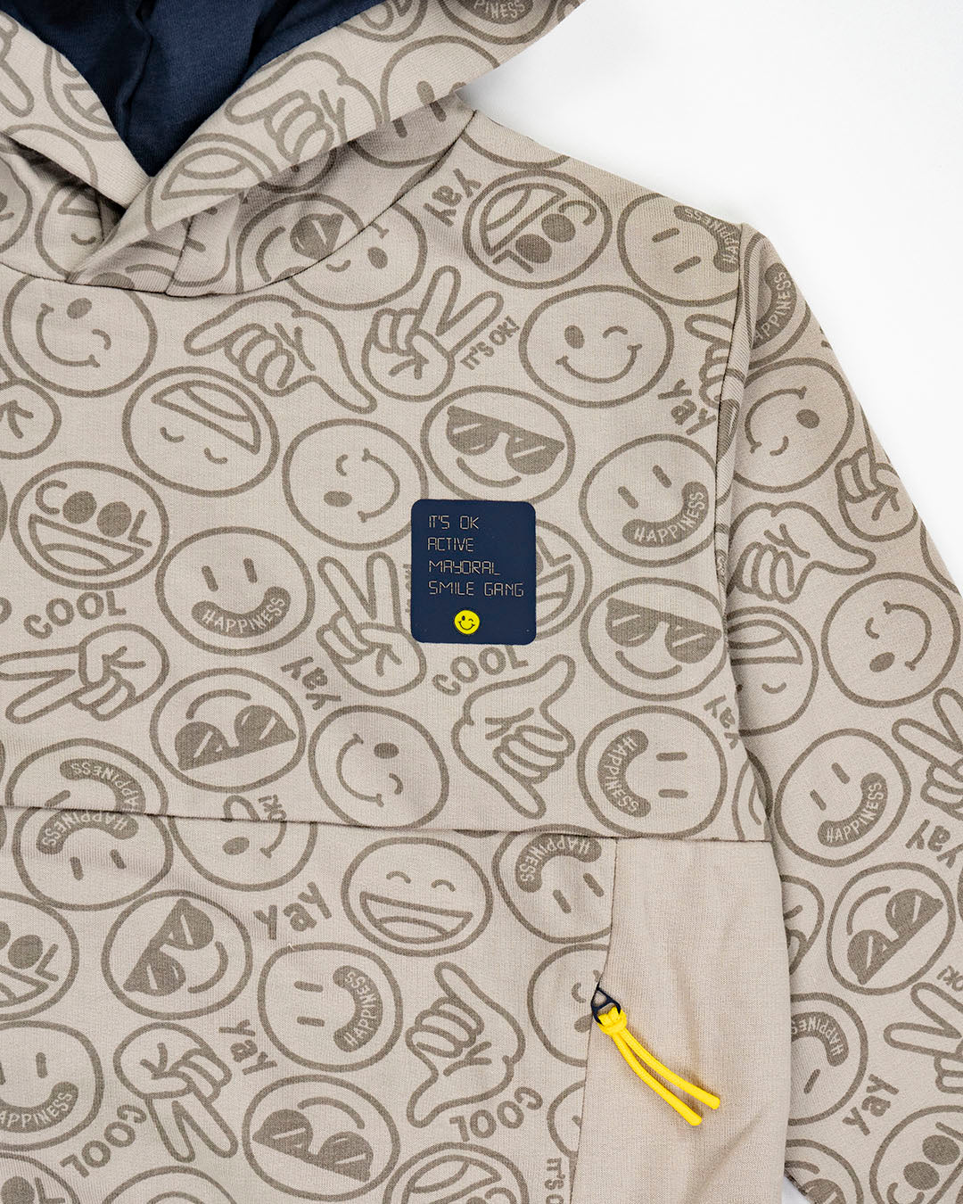 Felpa chiusa con cappuccio stampata