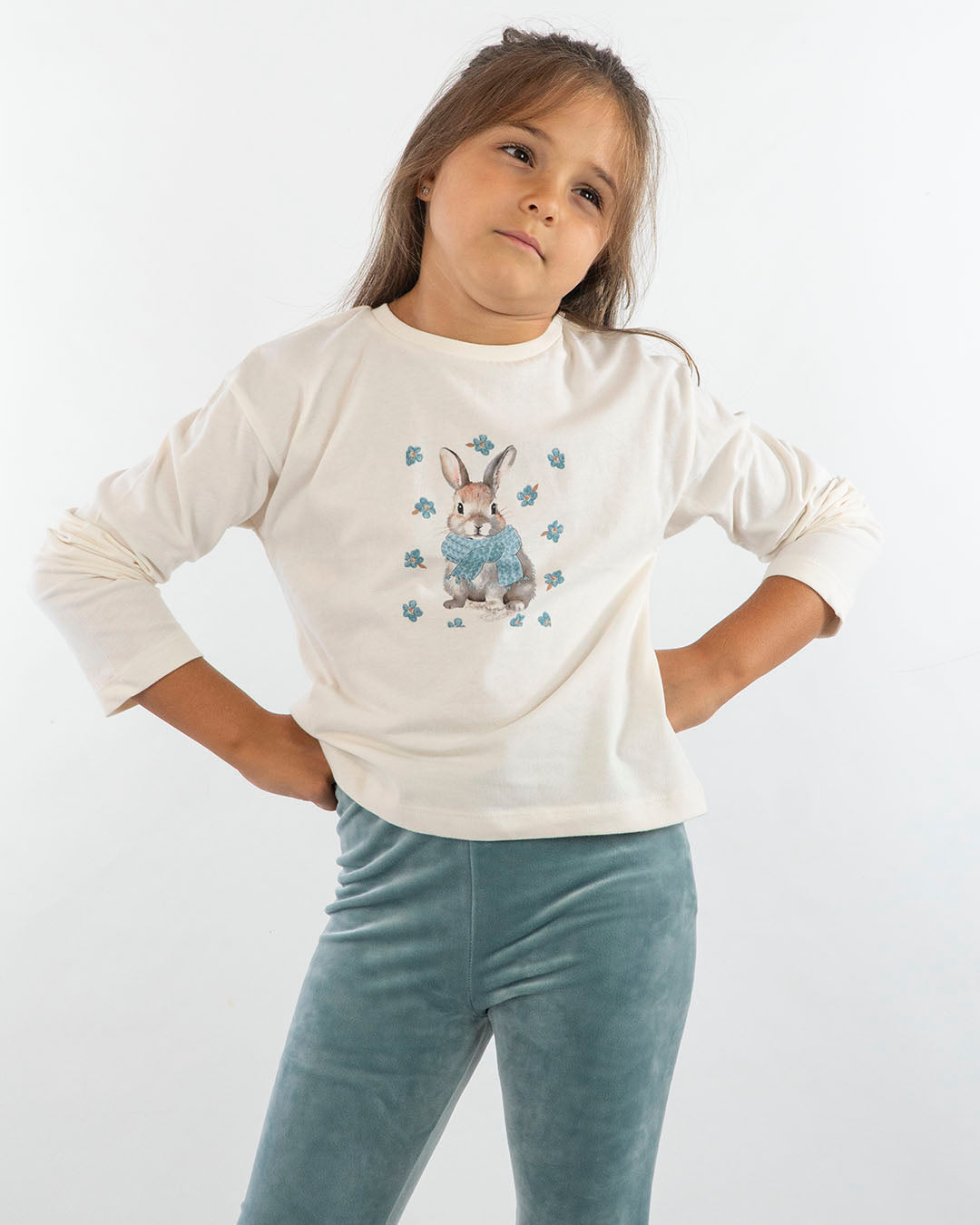 T-shirt con coniglietto e fiorellini MAYORAL