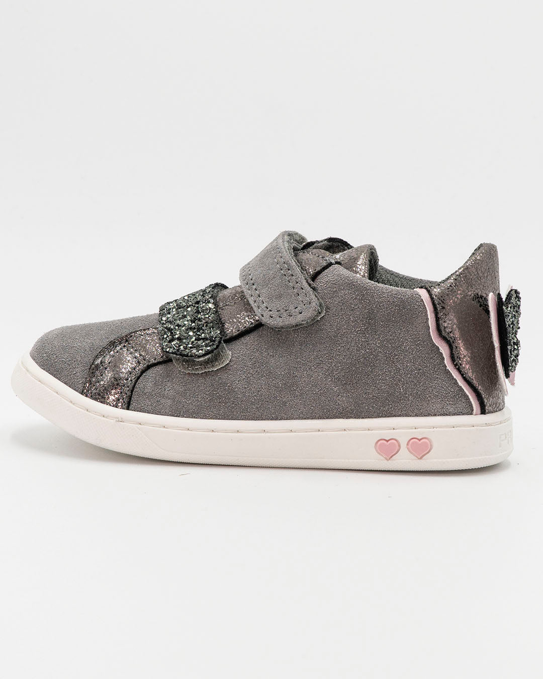 Scarpe in pelle con strappo e glitter