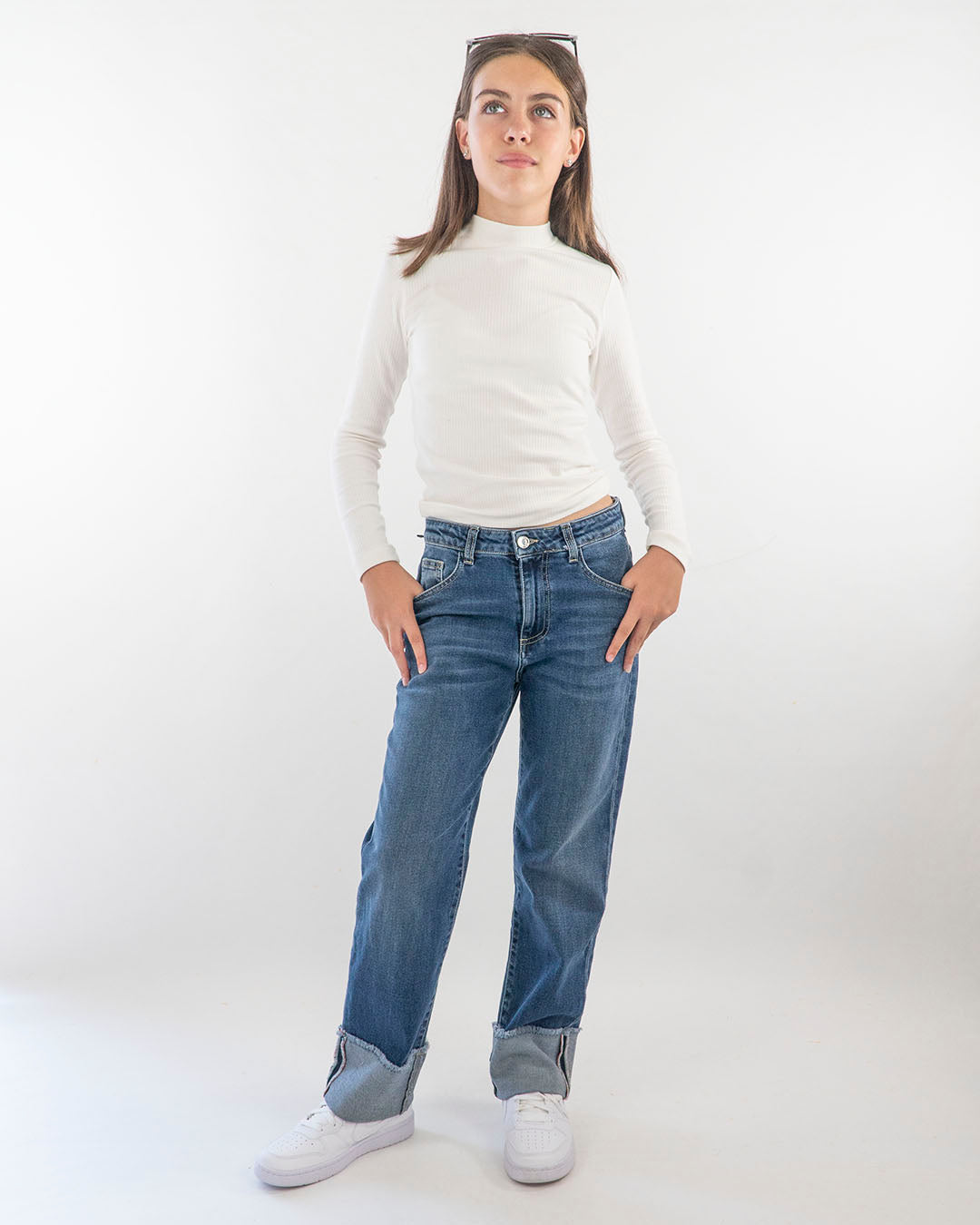 Jeans con risvolto Please
