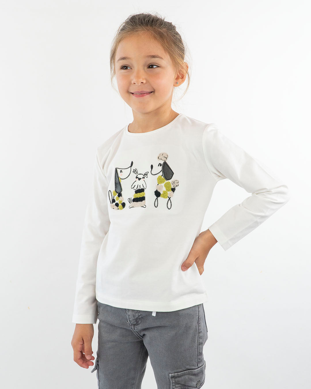 T-shirt manica lunga con cani ricamati MAYORAL