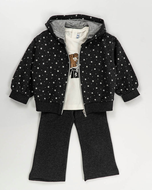 Tuta 3 pz. felpata con stelline glitter MAYORAL