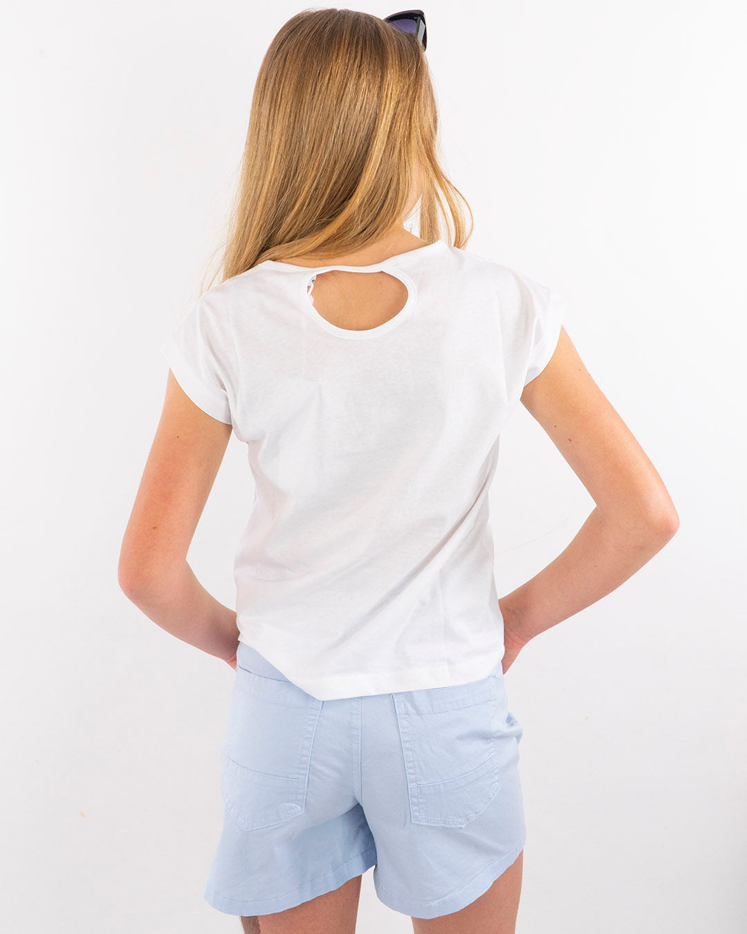 T-shirt con stampa azzurra sfumata I DO