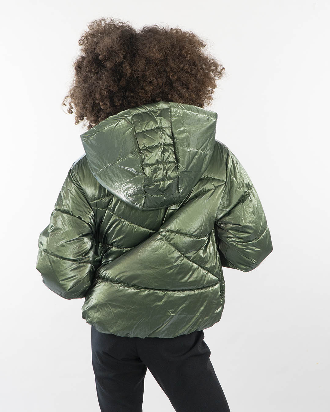 Giaccone corto trapuntato foderato pile