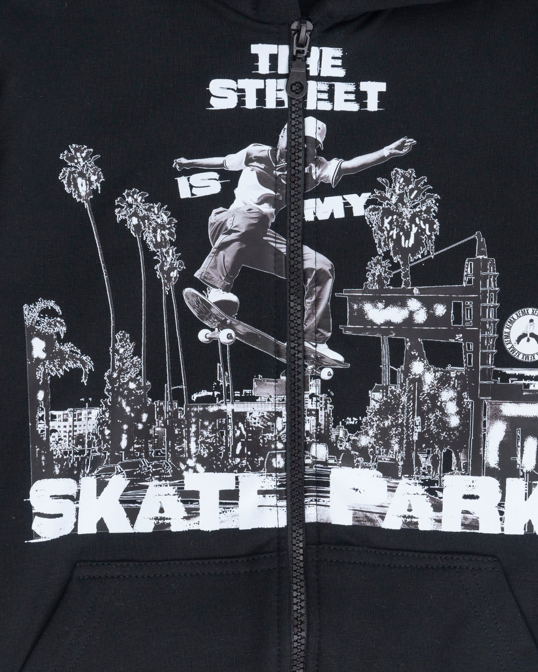 Felpa in cotone felpato con zip e skater FKM