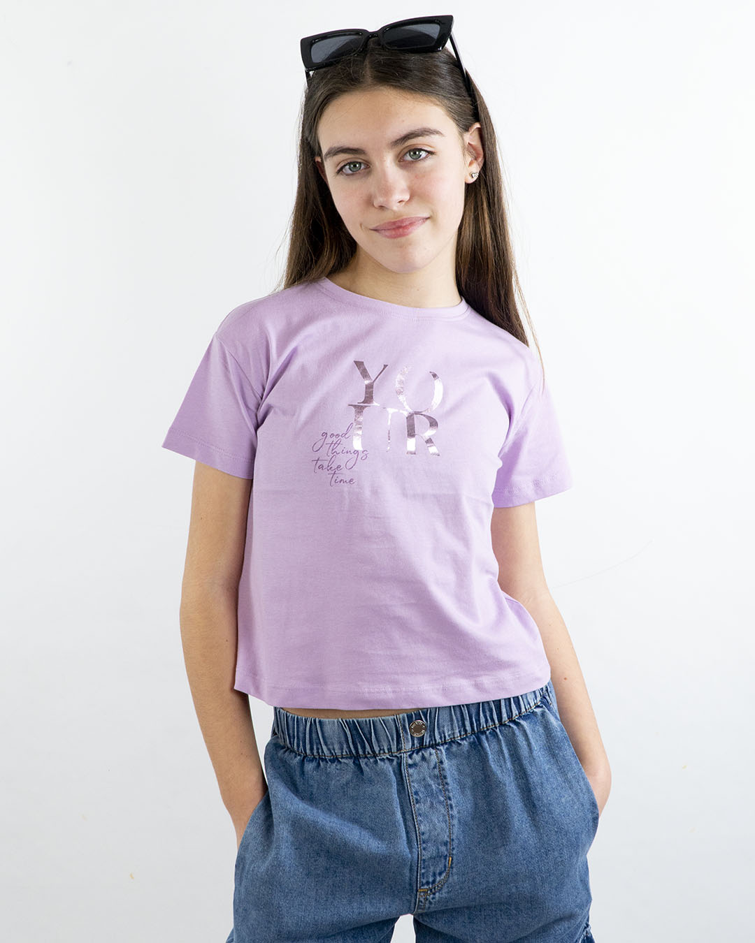 T-shirt con scritta cangiante MAYORAL