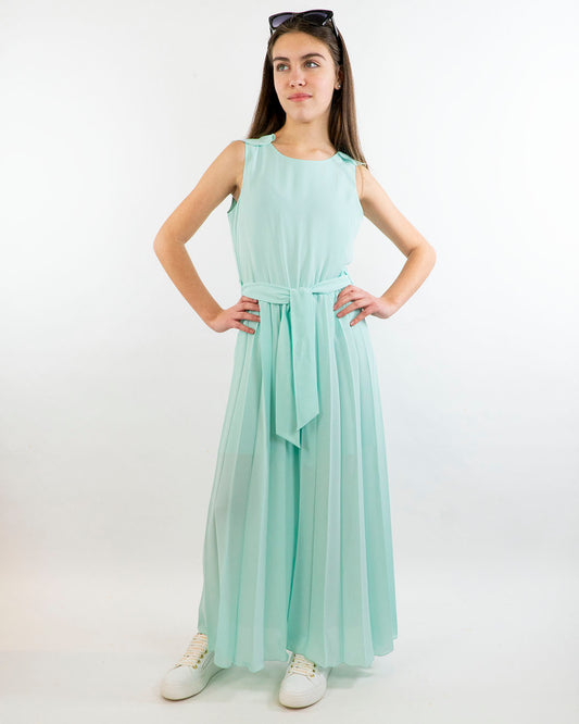 Tuta con voillant sullo scollo e plissè ELSY