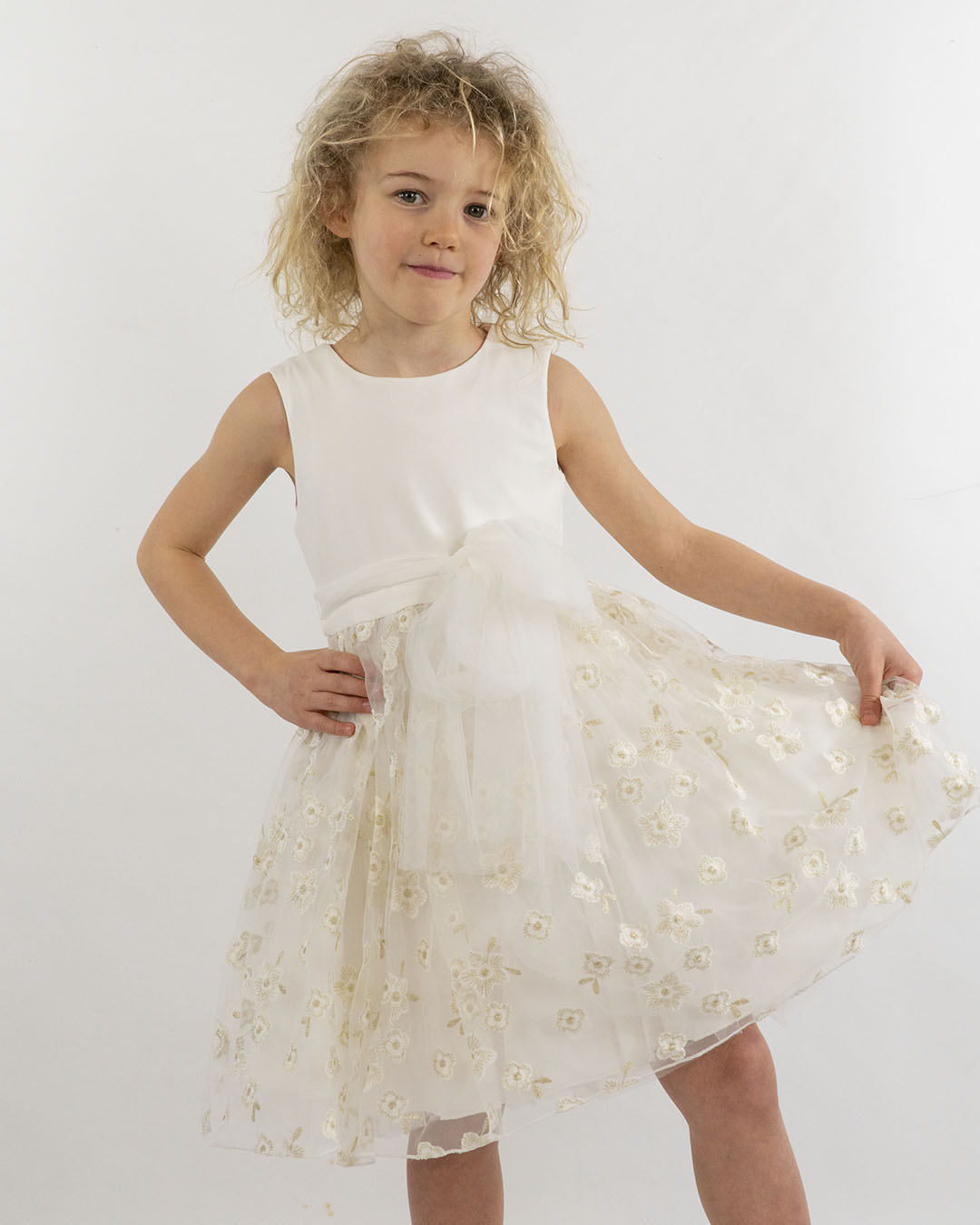 Abito con gonna in tulle a fiori dorati I DO