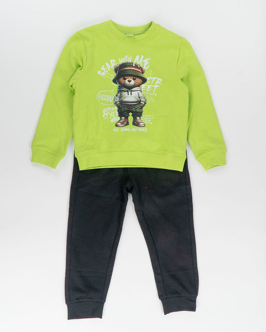 Tuta 2 pz. felpata con orsetto urban style I DO