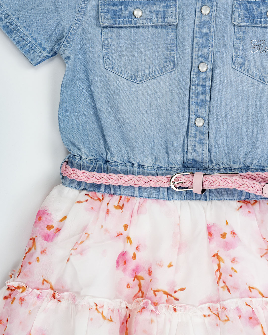 Abito manica corta corpino in jeans