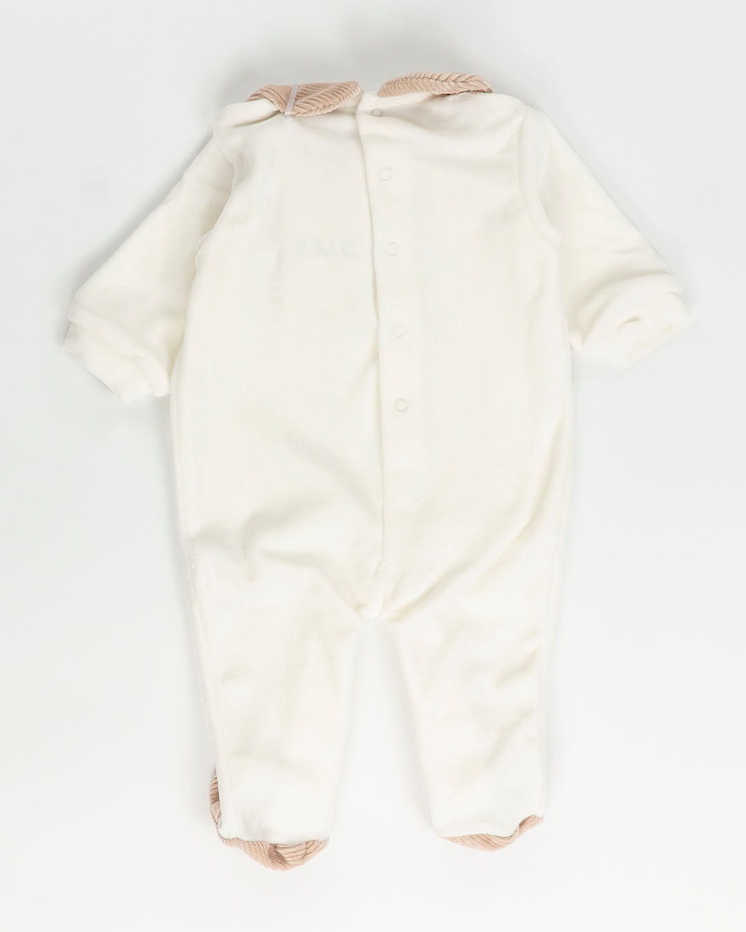 Tutina in ciniglia con collo in velluto rigato EMC