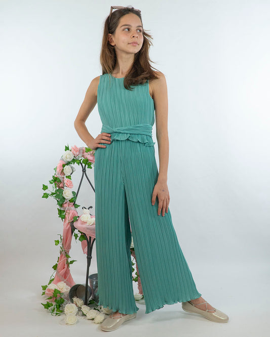 Tuta lunga in chiffon plissettata ABEL & LULA