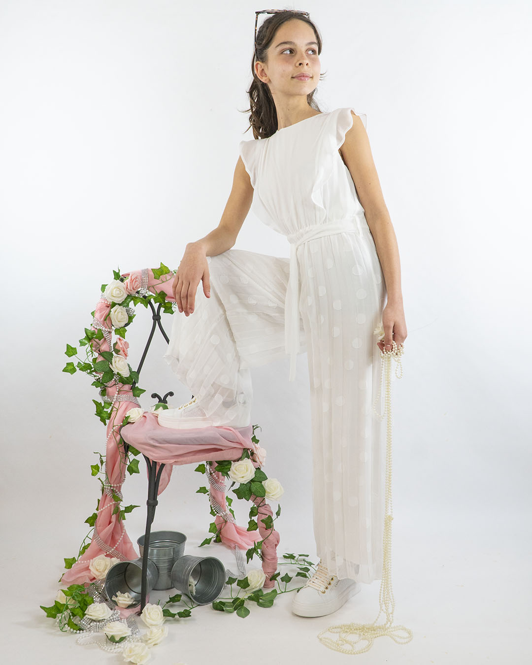 Tuta plissettata a pois con fusciacca I DO