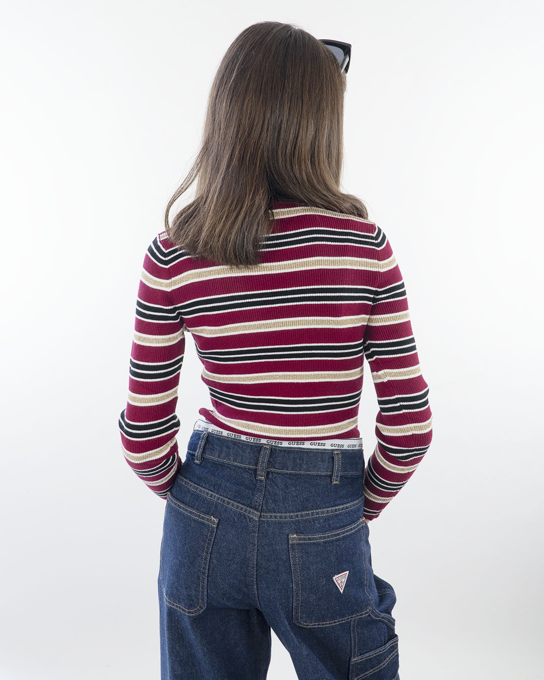 Maglioncino rigato a costine con lurex GUESS