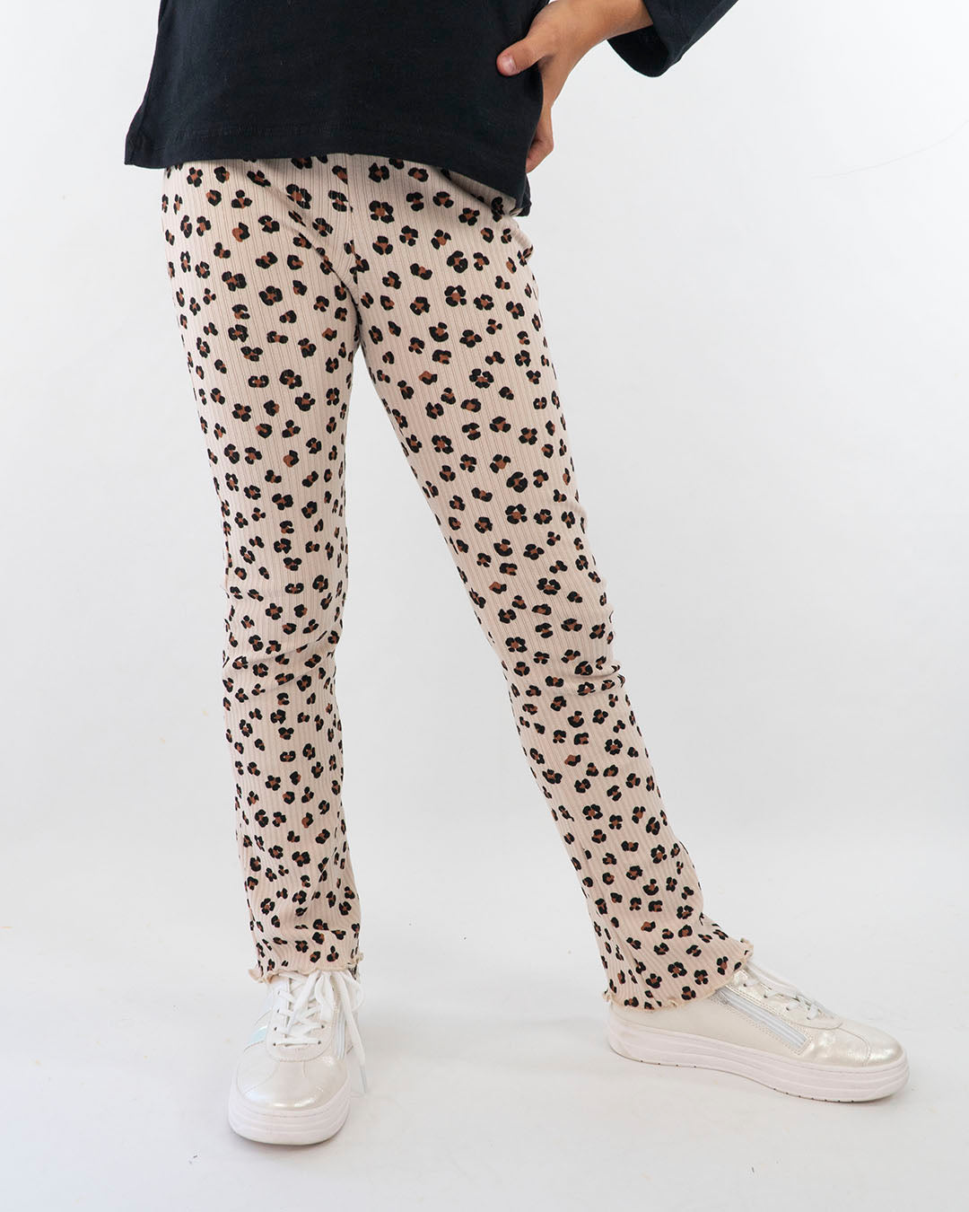 Leggings fiorato a costine con zampa MAYORAL