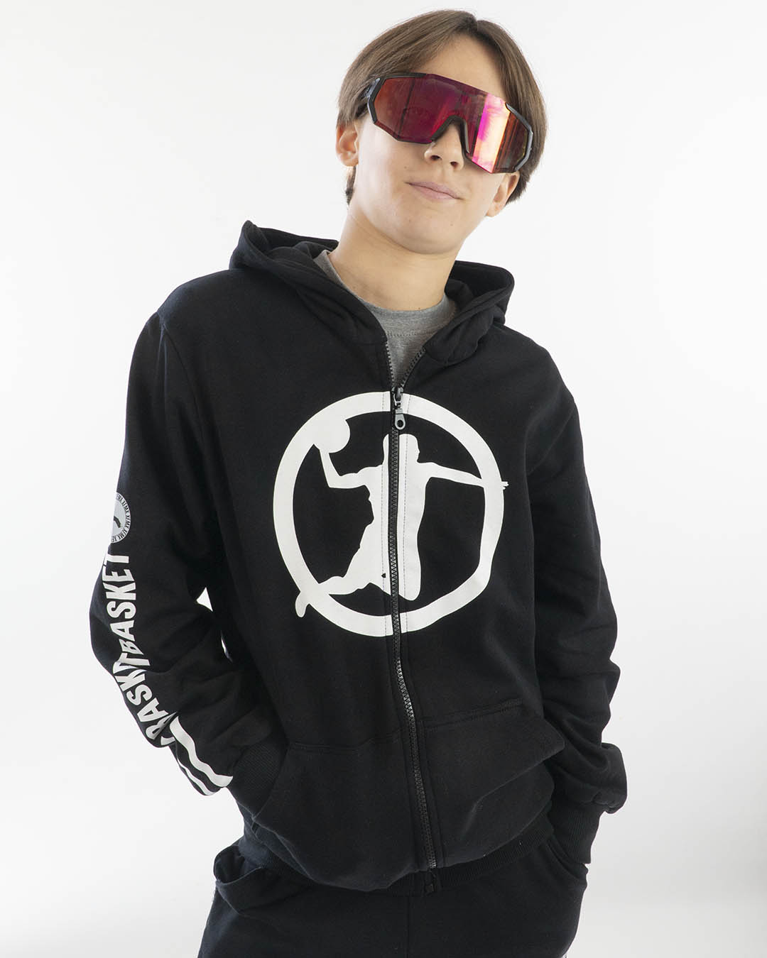 Felpa in cotone felpato con zip e giocatore FKM