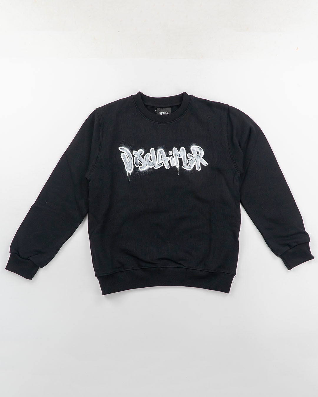 Felpa girocollo con scritta piccola DISCLAIMER