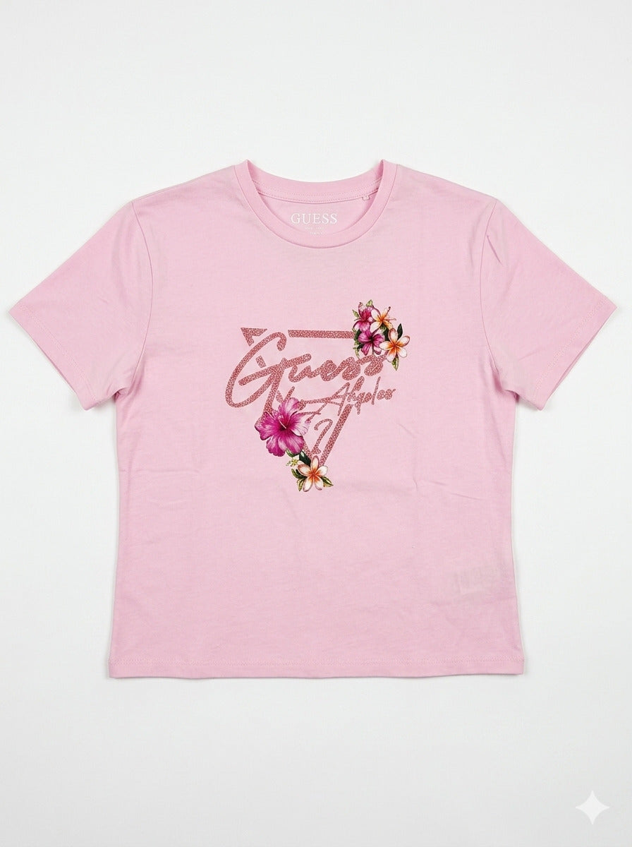 T-shirt con scritta glitter J6GI1 5K6YW4-G67DGUESS
