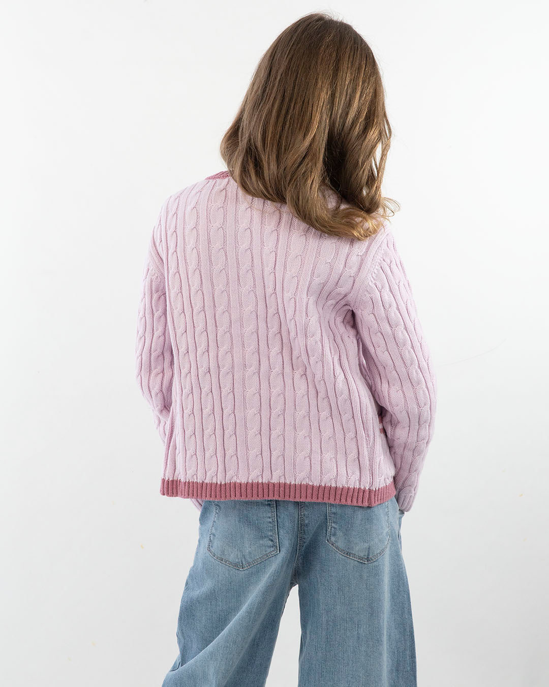 Cardigan a trecce con bordi a contrasto I DO
