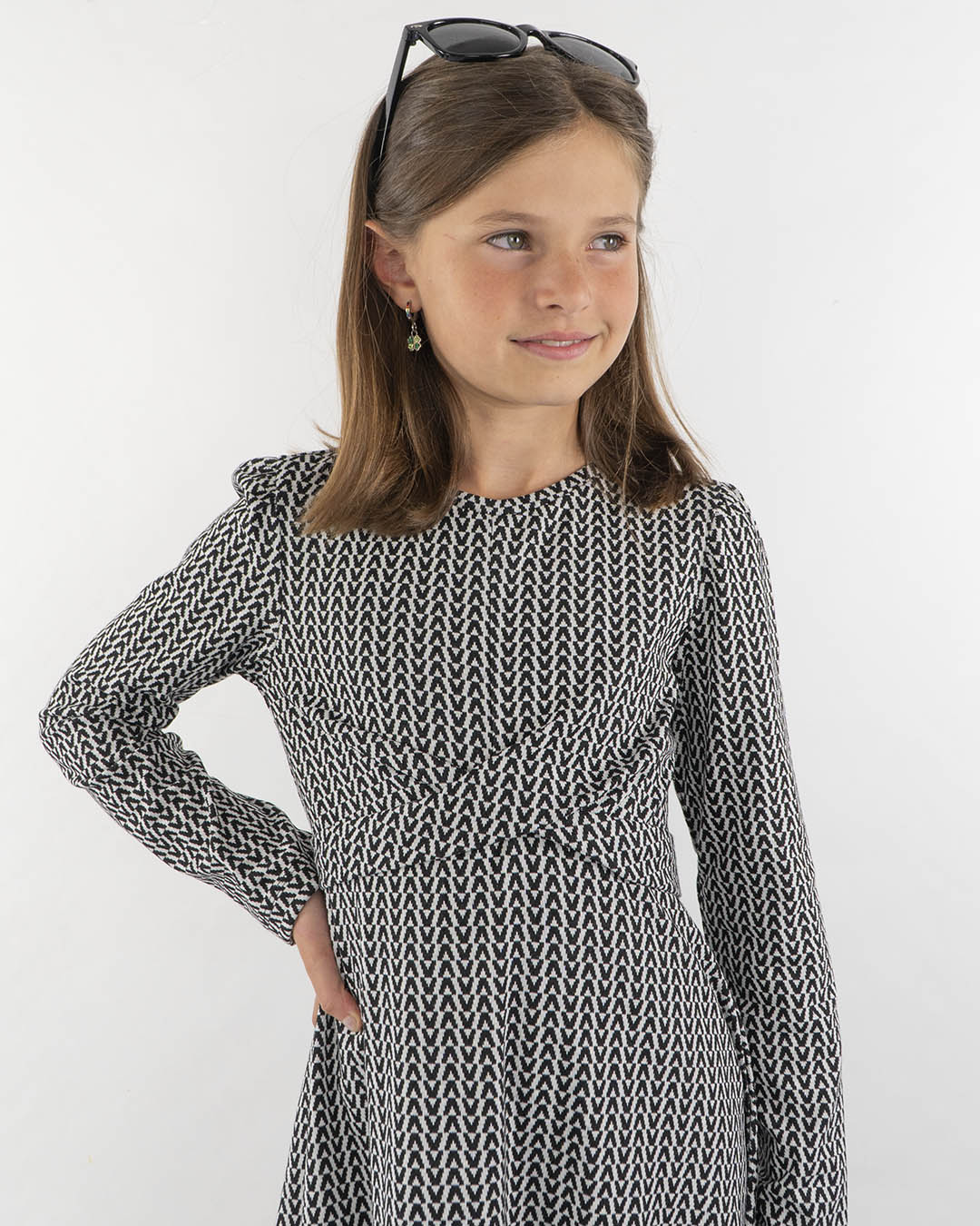 Vestito mainica lunga punto jacquard