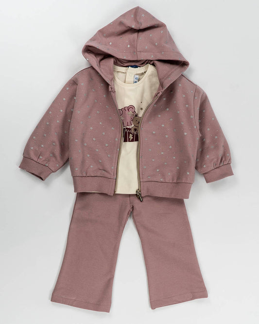 Tuta 3 pz. felpata con stelline MAYORAL