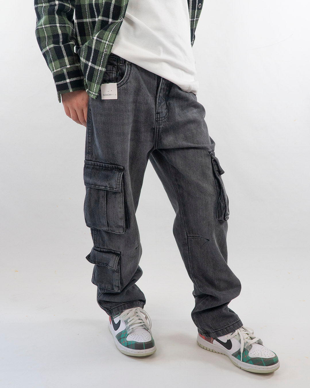 Jeans cargo con cintura regolabile I DO