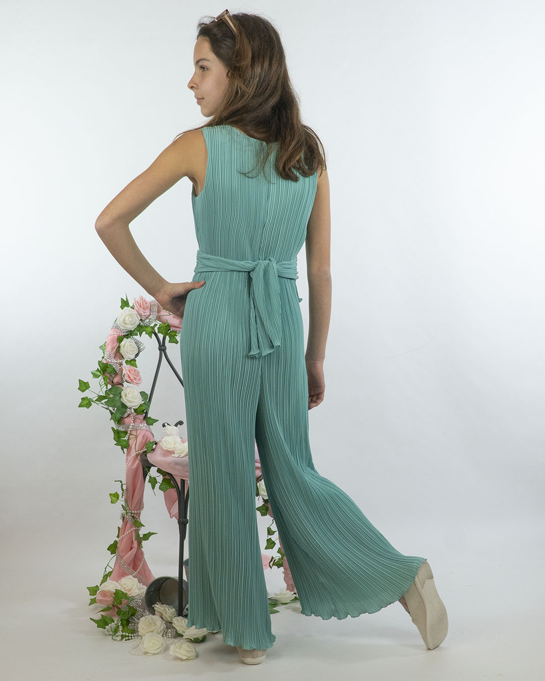 Tuta lunga in chiffon plissettata ABEL & LULA