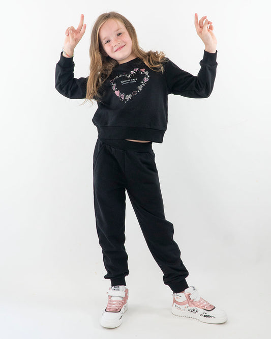 Tuta 2 pz. a peso medio con cuori e strass I DO