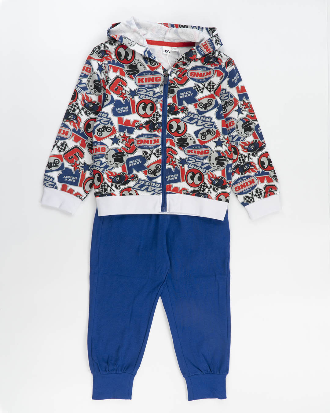 Tuta 2 pz. con zip a tema motori  I DO