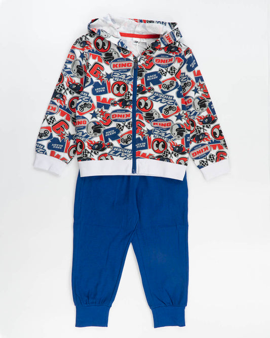 Tuta 2 pz. con zip a tema motori  I DO