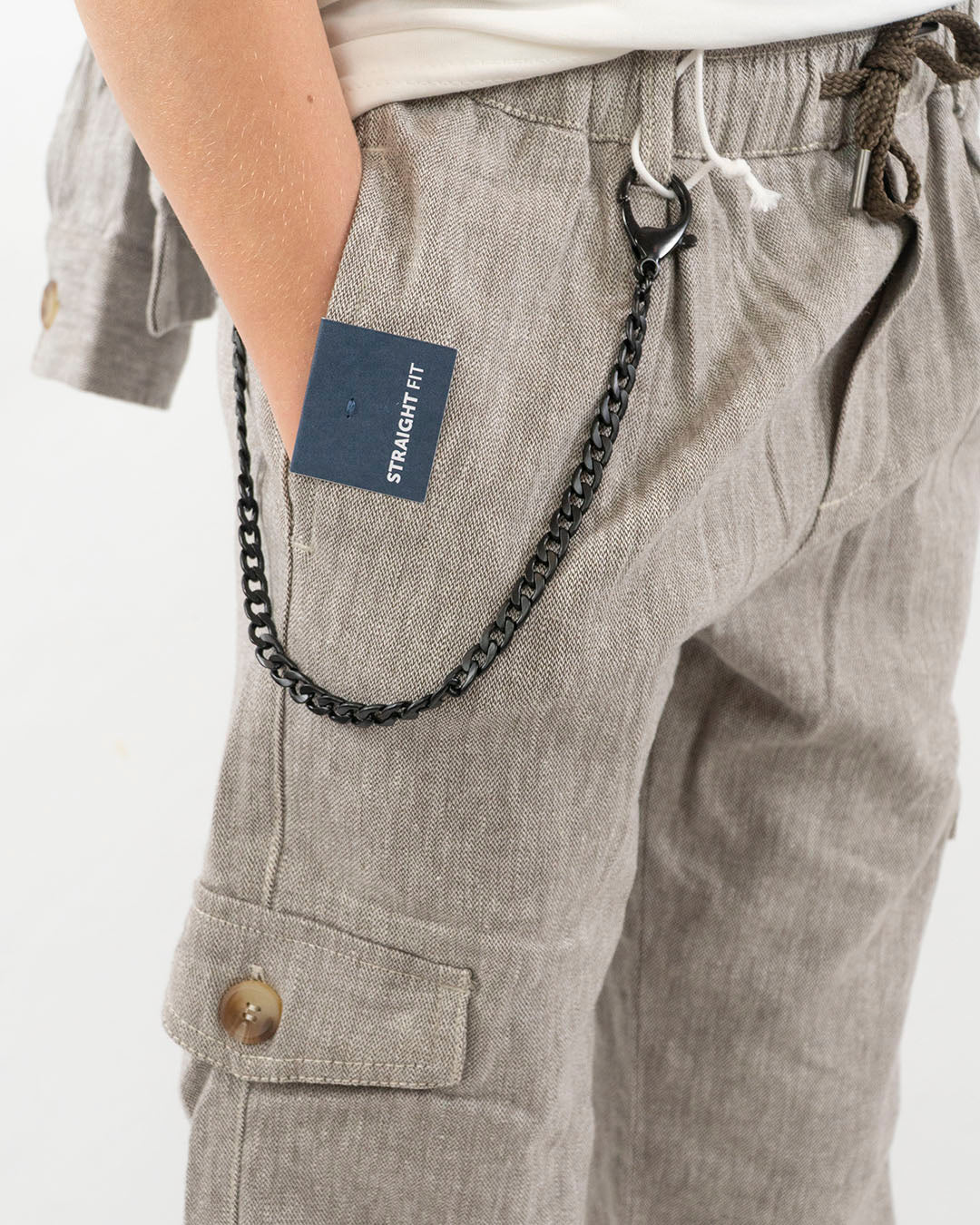 Pantaloni lunghi cargo in misto lino I DO