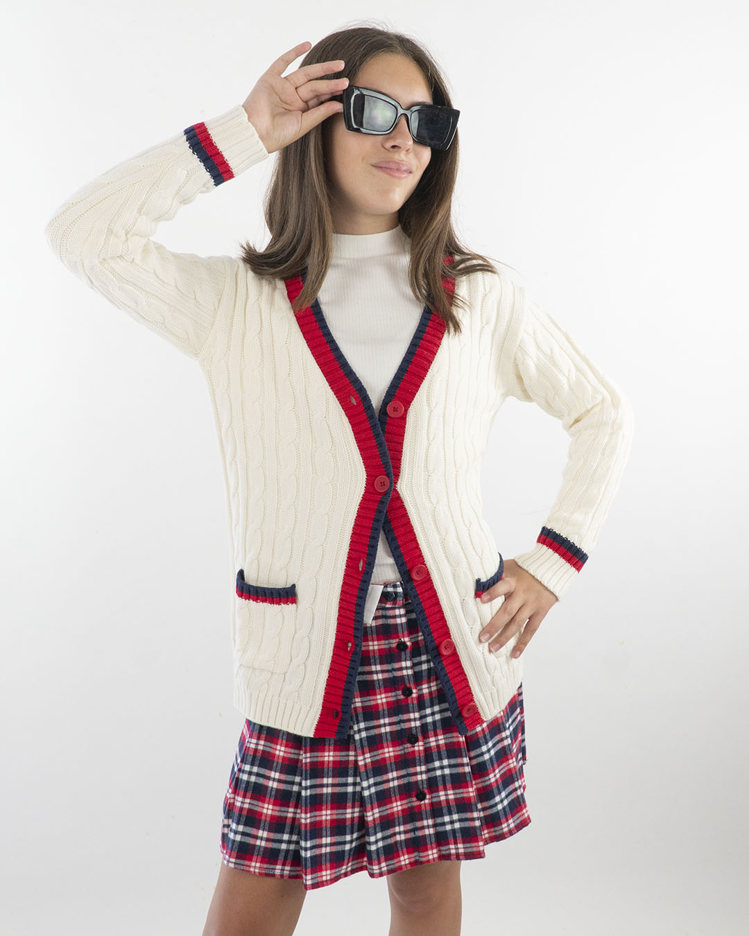 Cardigan lungo a trecce stile college I DO