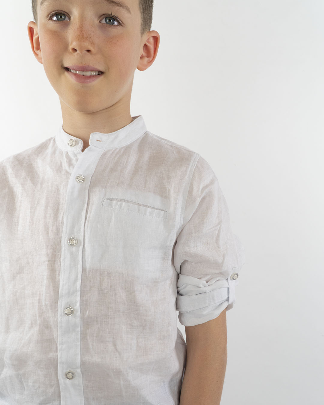 Camicia collo coreana manica lunga