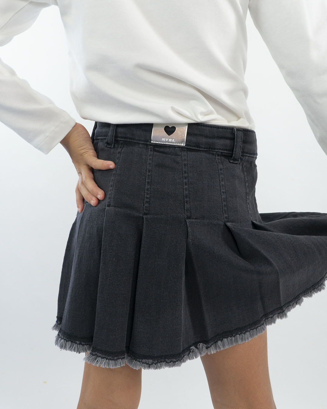 Gonna a pieghe in jeans con cintura MAYORAL