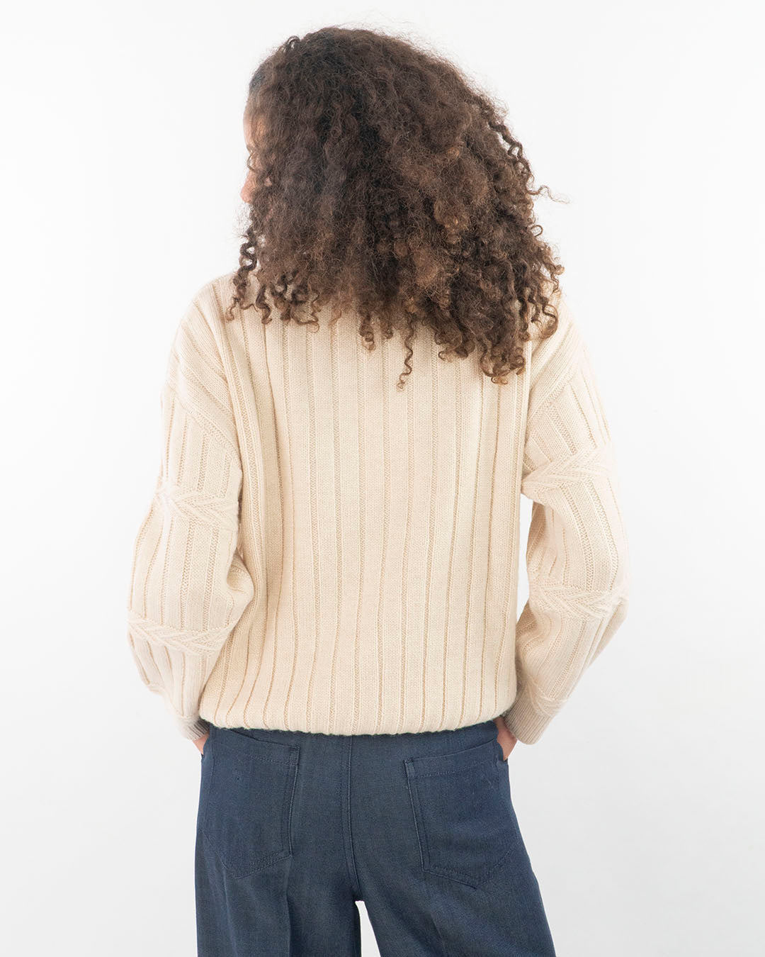 Maglione misto lana con coste e trecce KOCCA