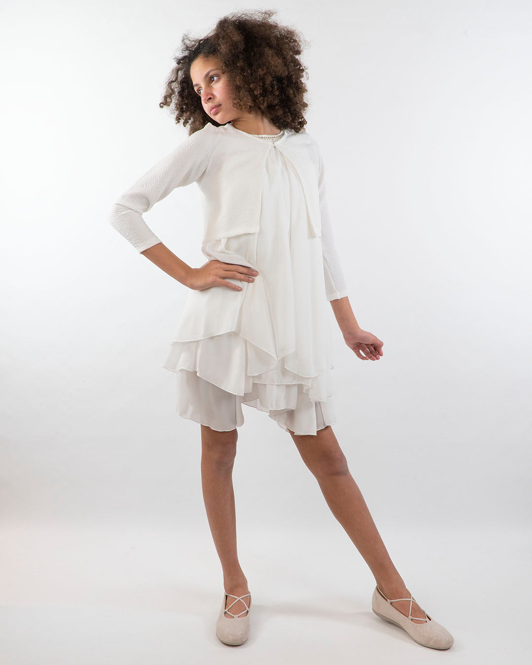 Abito a tre strati con girocollo a perline EMIELLE