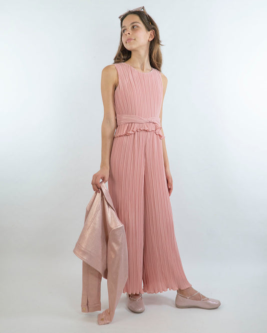 Tuta lunga in chiffon plissettata ABEL & LULA