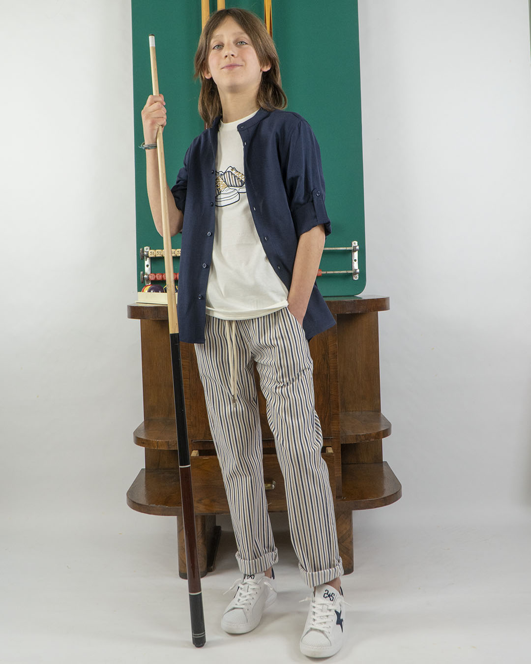 Pantalone a righe con laccetto in cintura OVER D