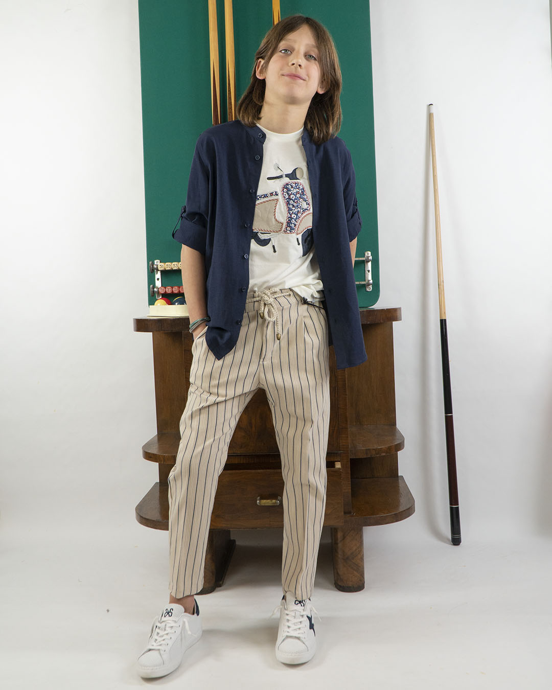 Pantalone a righe con laccetto in cintura OVER D