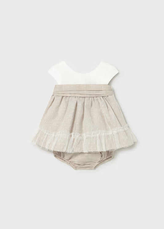 Abito in misto lino con gonna in tulle MAYORAL