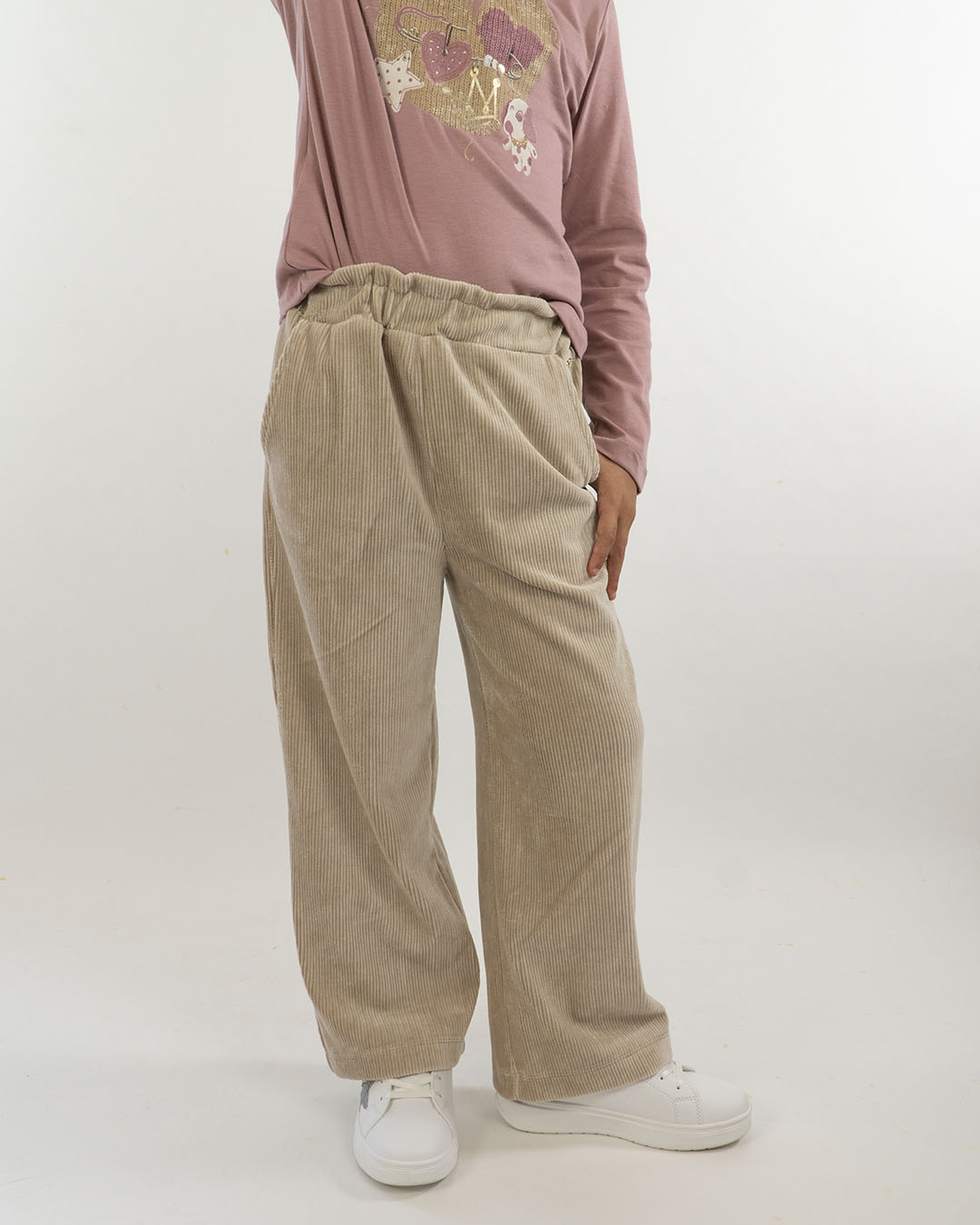 Pantaloni larghi in velluto rigato lurex MAYORAL