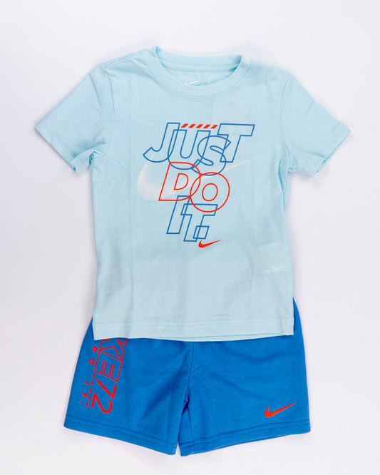 Completo 2 pz. con pantaloncino azzurro NIKE