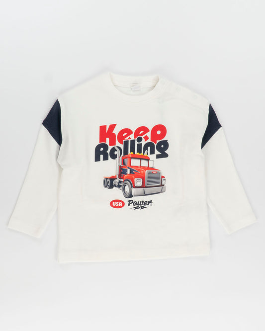 T-shirt con manica bicolor e motrice I DO