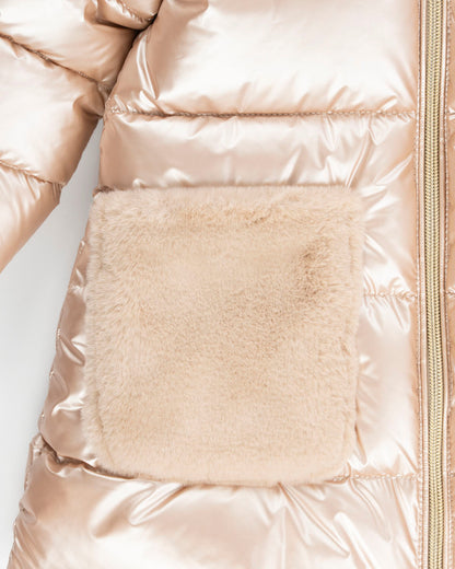 Giaccone lungo imbottito con tasche in pelo I DO