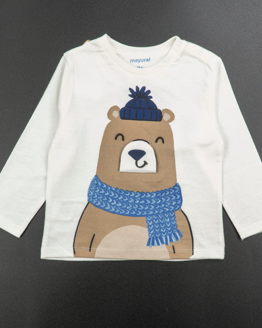 T-shirt manica lunga con stampa orso MAYORAL