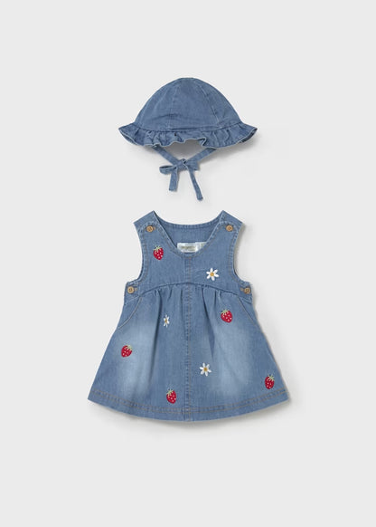 Abito in jeans ricamato con cappellino MAYORAL